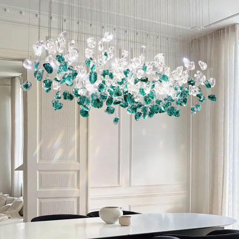 Nordic Green Stone Glass Led Pendant Lights For Dining Room Chandeliers Lighting Lustre Home Living Loft Hanging Lamp Luminaire