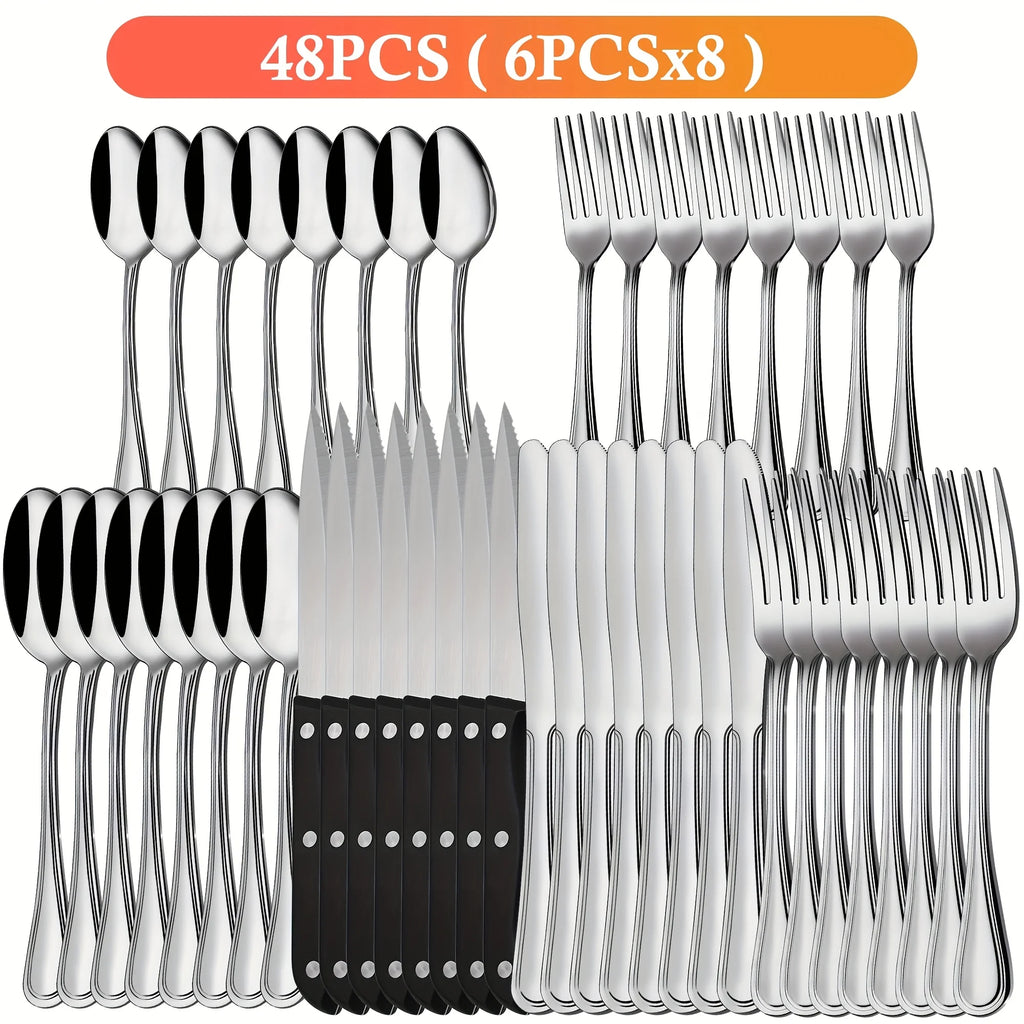 48pcs Stainless Steel Flatware Cutlery Set