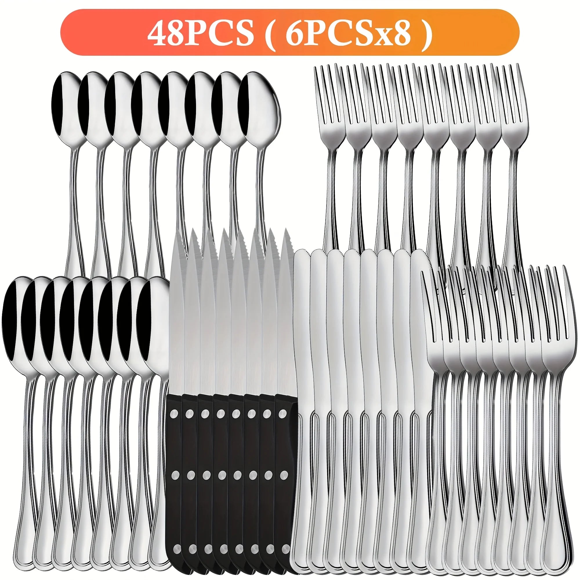 48pcs Stainless Steel Flatware Cutlery Set