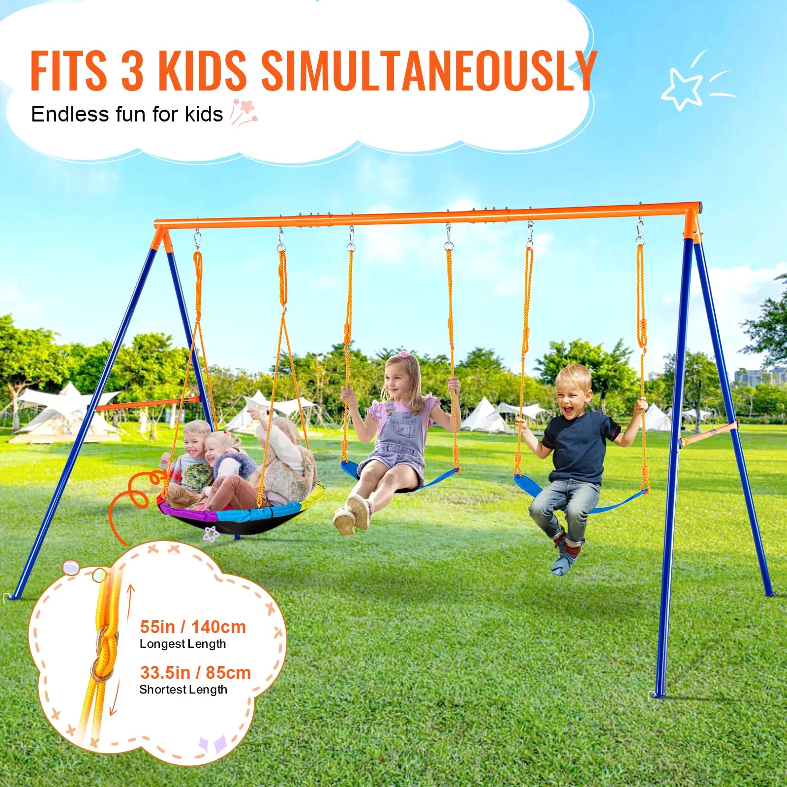 600lbs Capacity Swing Set