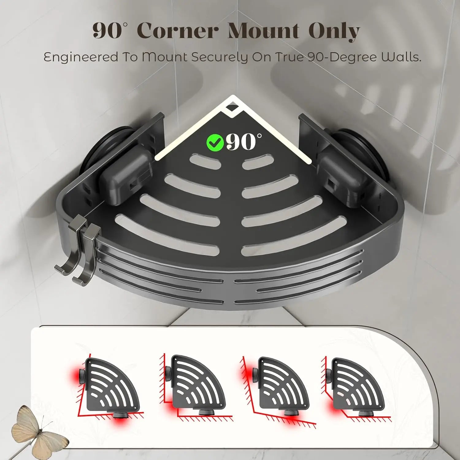 Strong Suction Corner Shelf, Bathroom Vanity Organizer