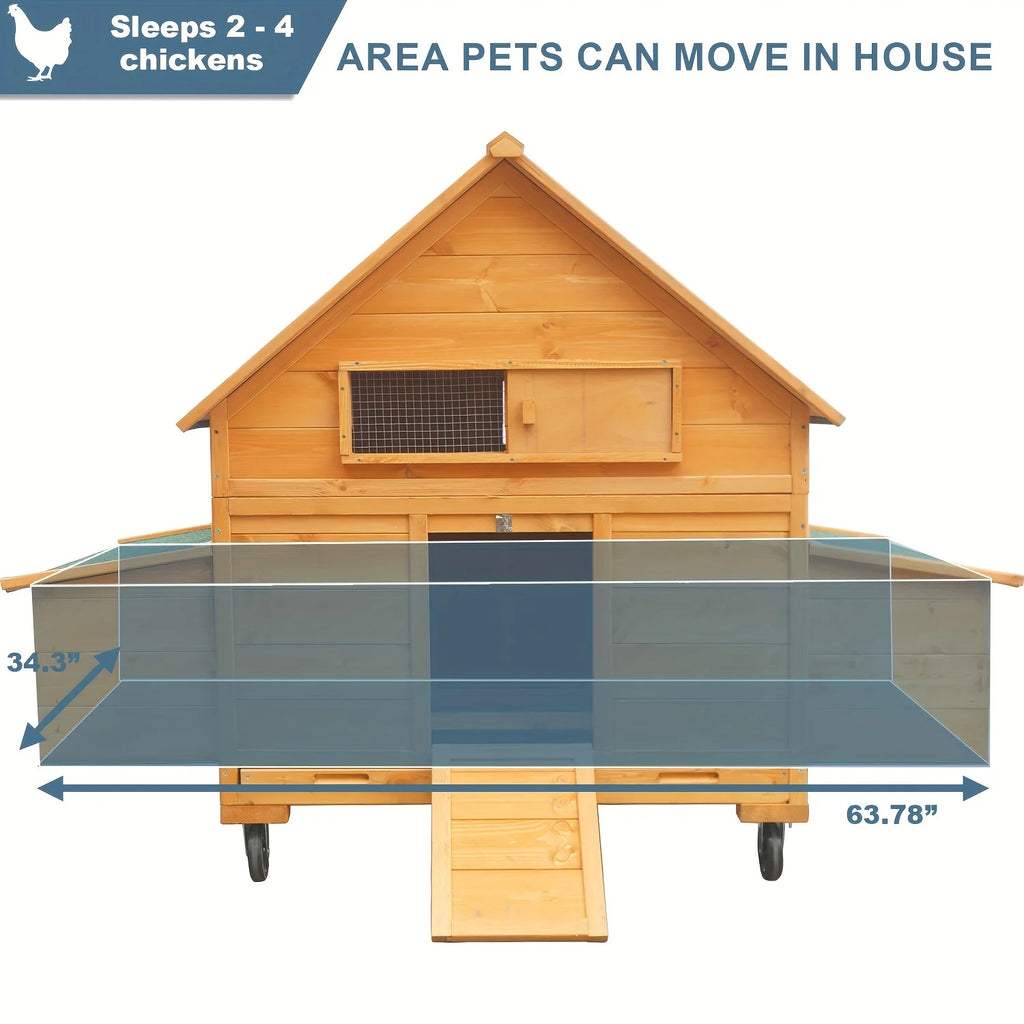 Large 6-8 Chicken Coop on Wheels with Nesting Box