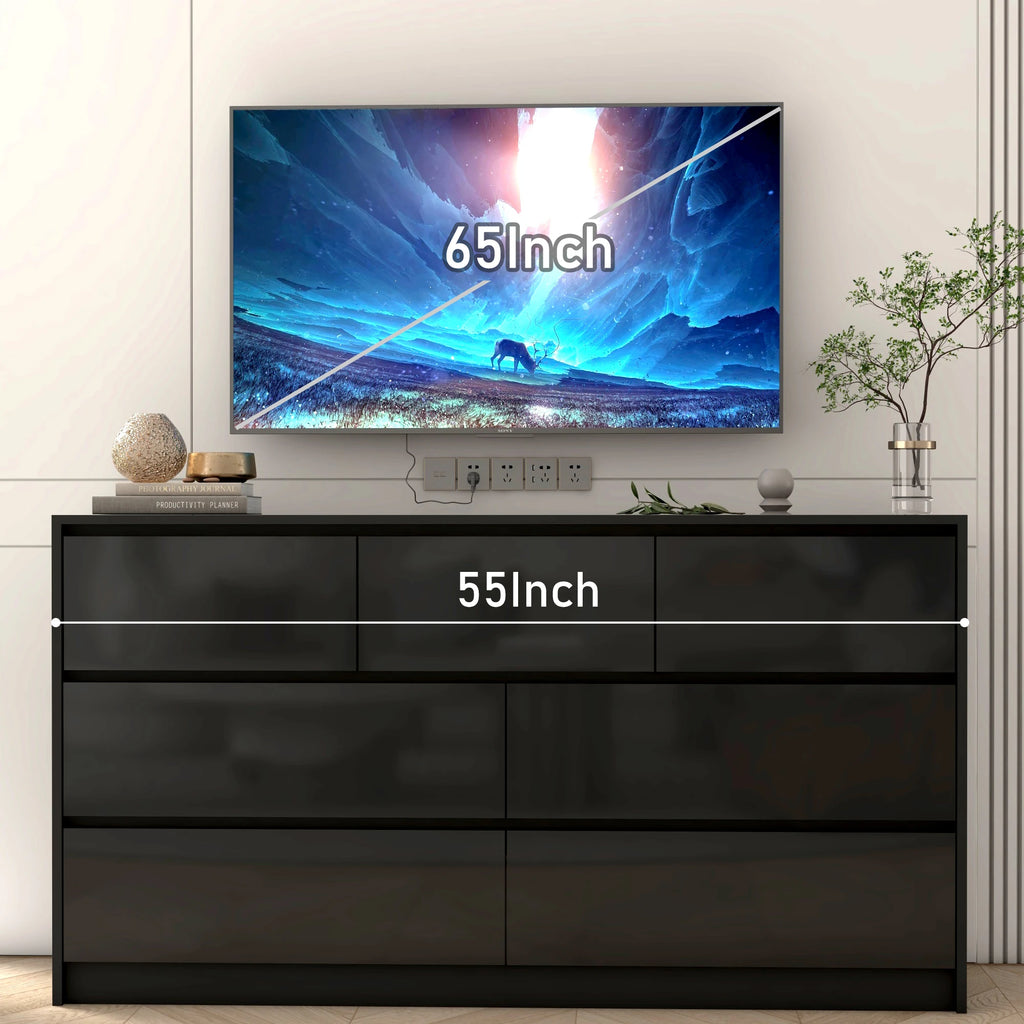 55 Inch Modern 7 Dresser High Gloss Drawers