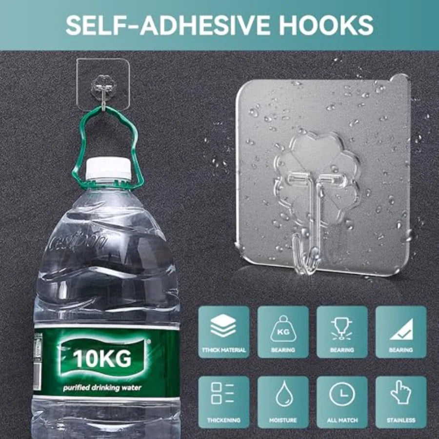 28 Pack Clear Adhesive Wall Hooks for Kitchen, Bathroom, Shower