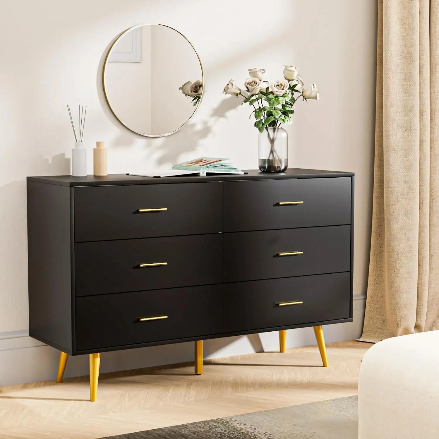 Walnut Brown 6 Drawer Dresser