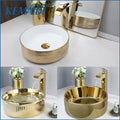 Gold Round Sink with Faucet
