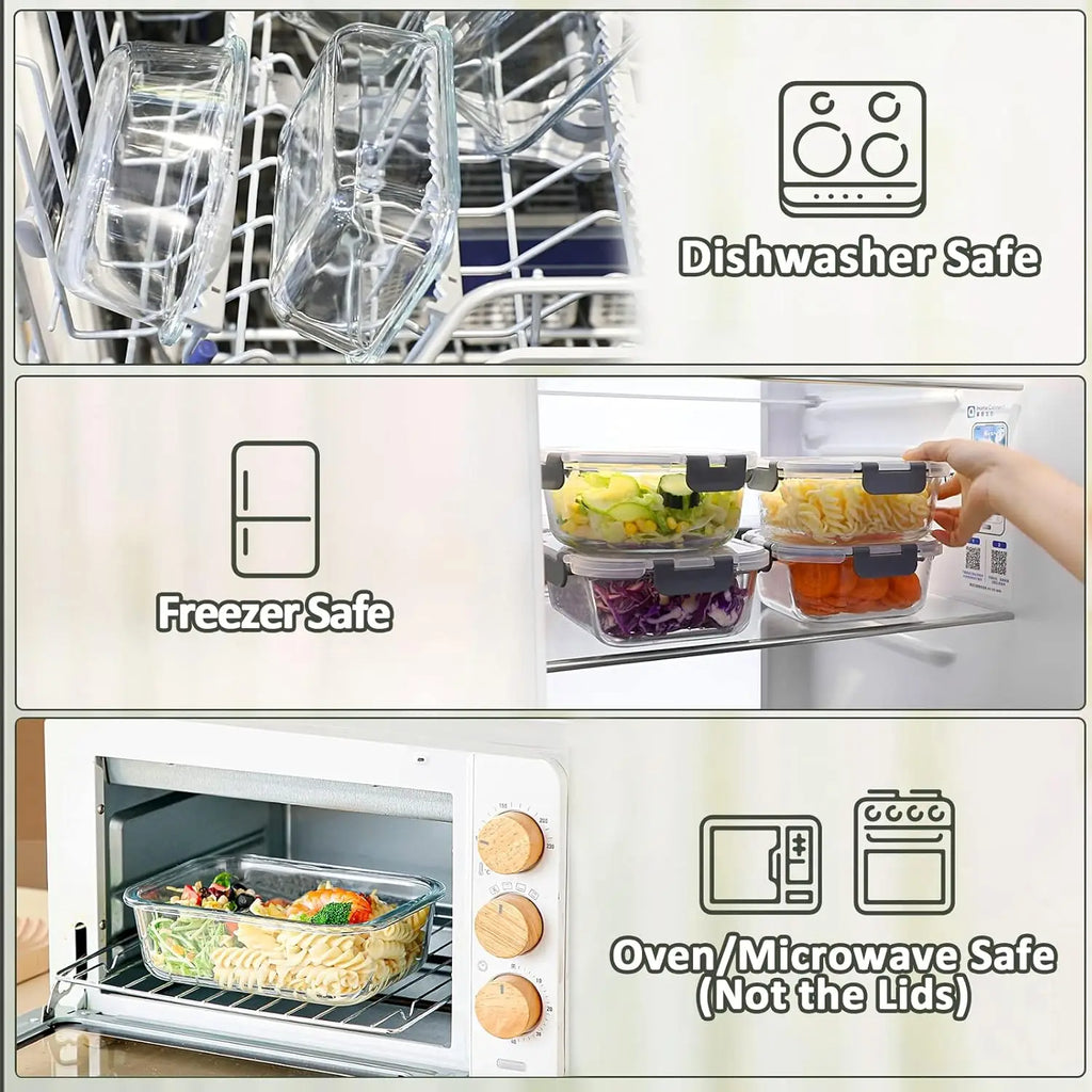 10-Pack Glass Containers with Lids