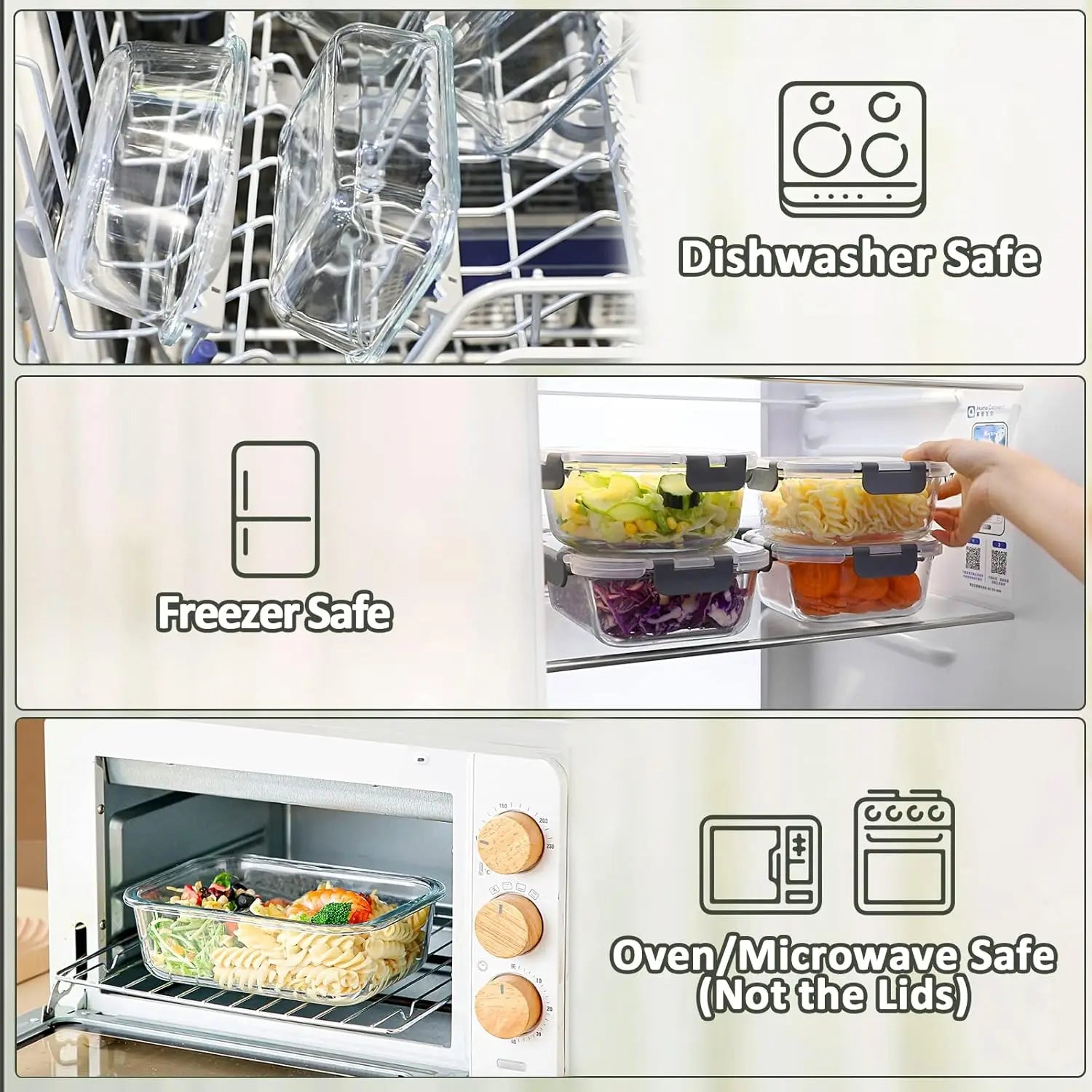 10-Pack Glass Containers with Lids