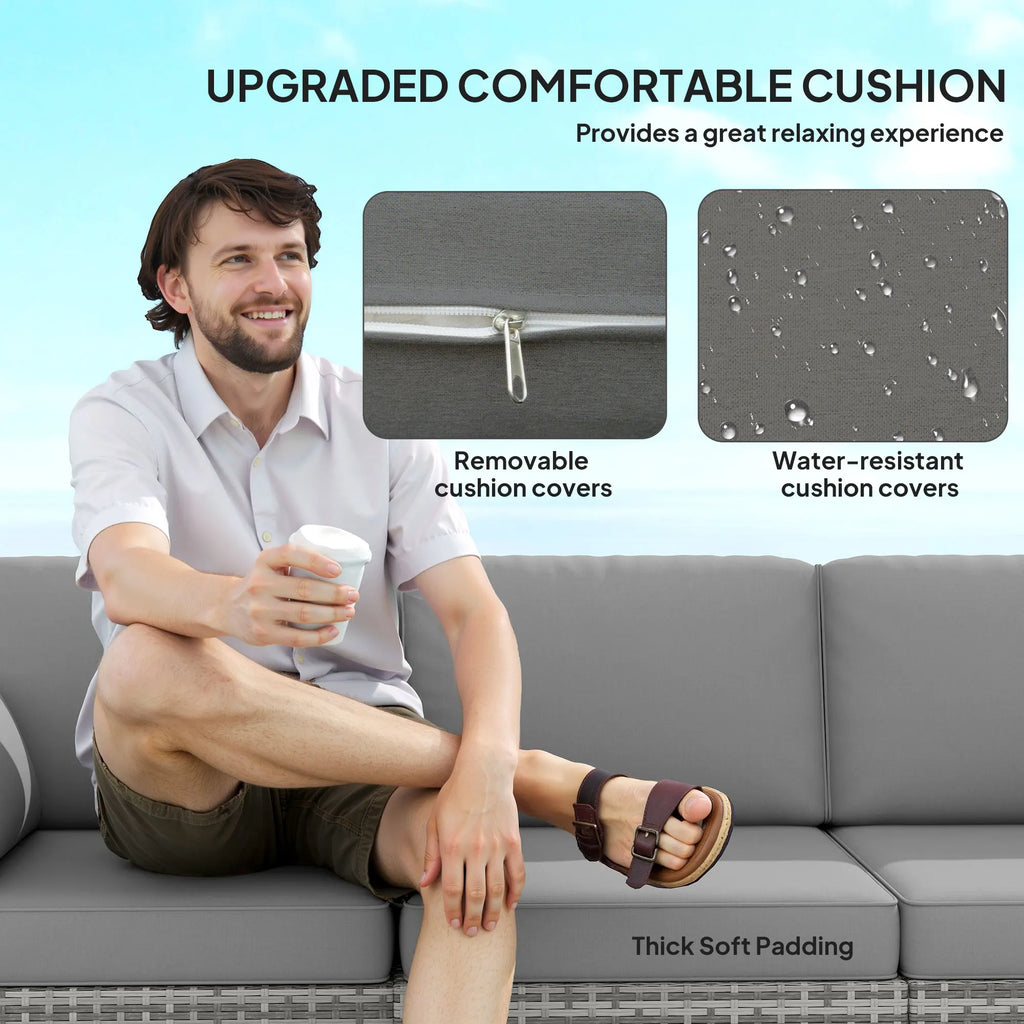 Wicker Patio 3-Seat Sofa
