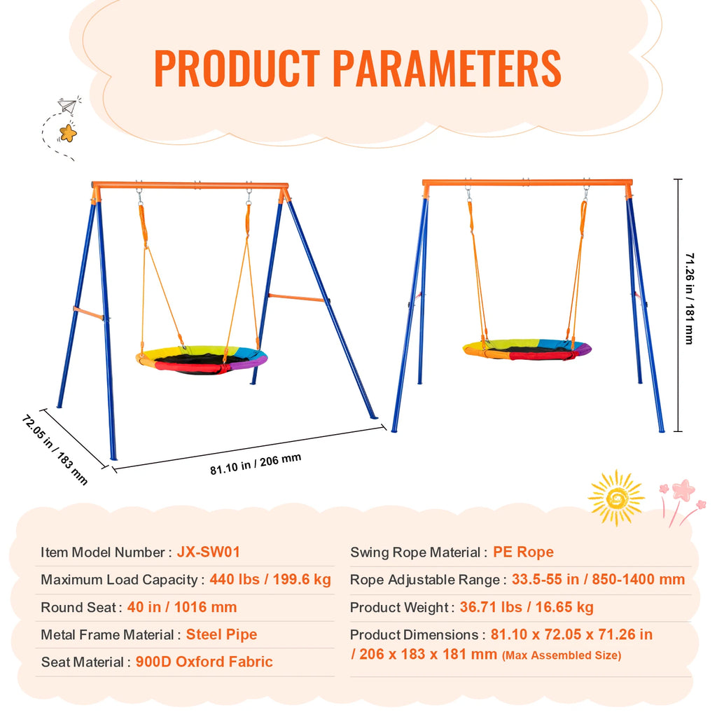 600lbs Capacity Swing Set