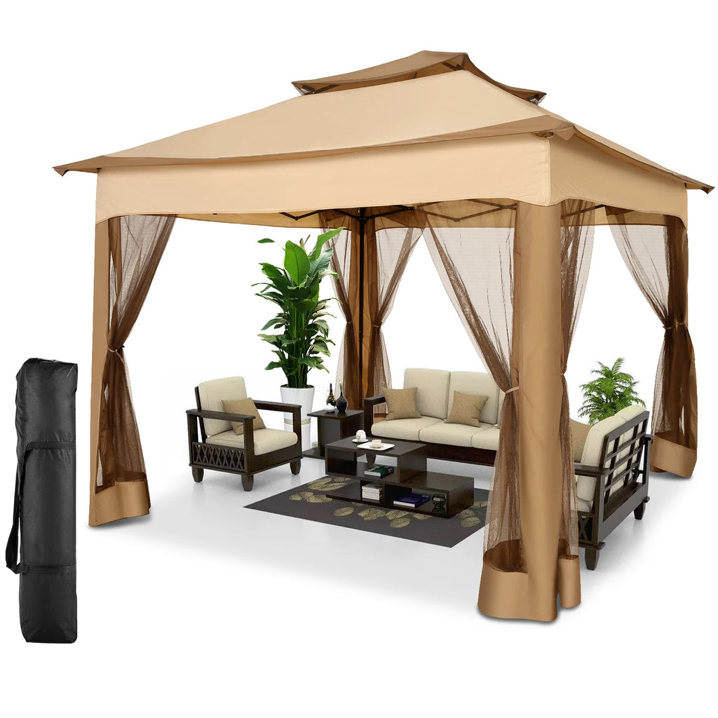 11x11 One-Push Canopy with Mosquito Net, Roof Vent