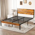 Wooden Headboard, Metal Platform Bed Frame