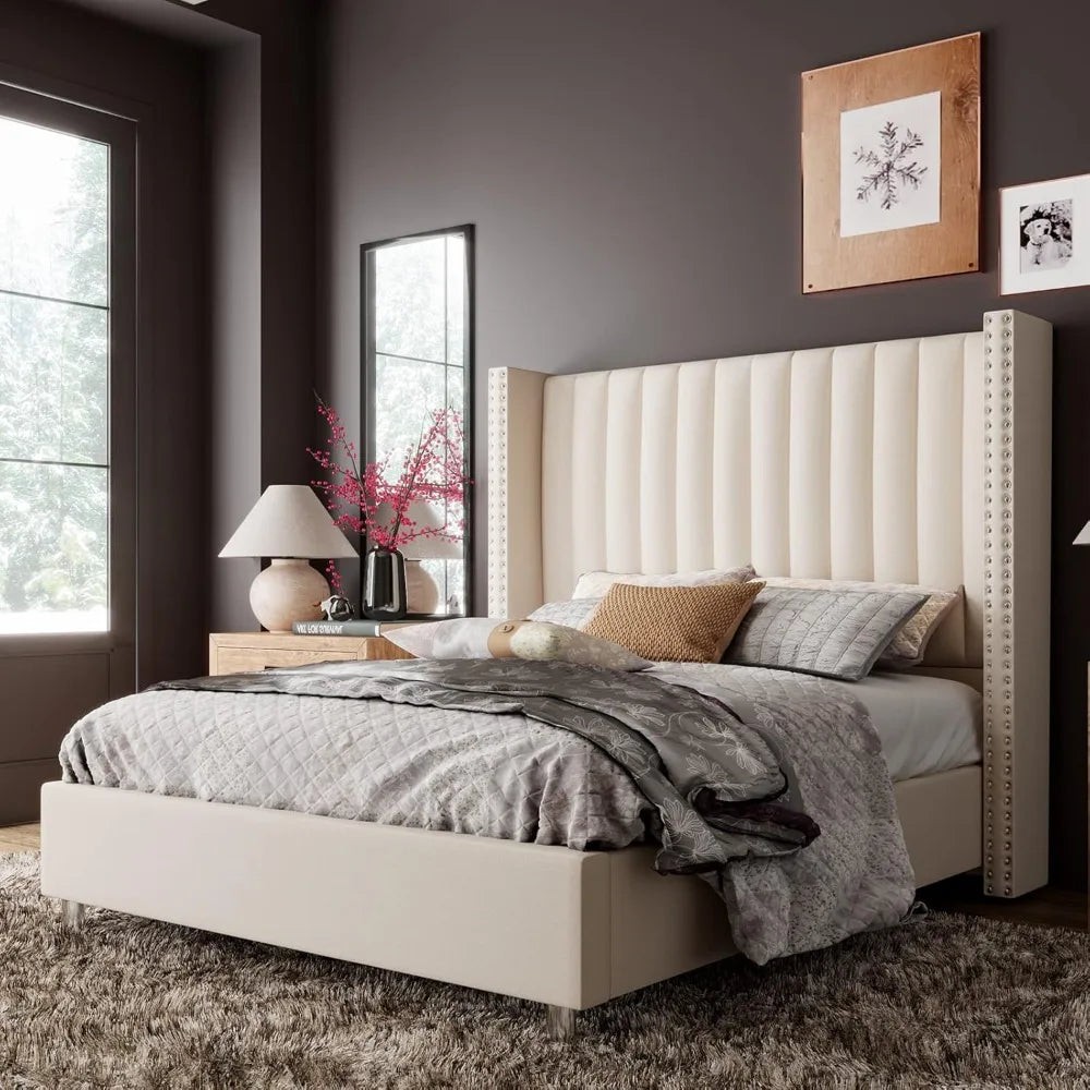 Queen Size Upholstered Platform Bed Frame