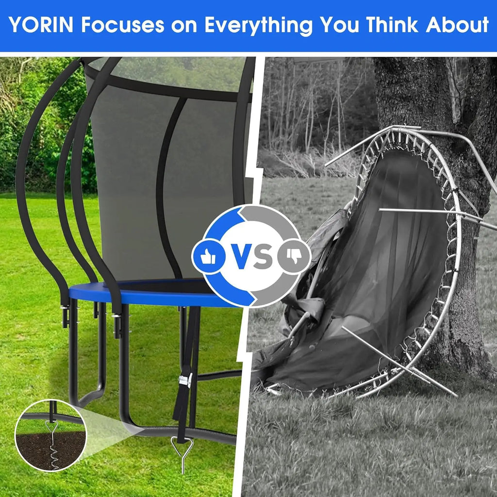 Outdoor Trampoline for Kids with Basketball