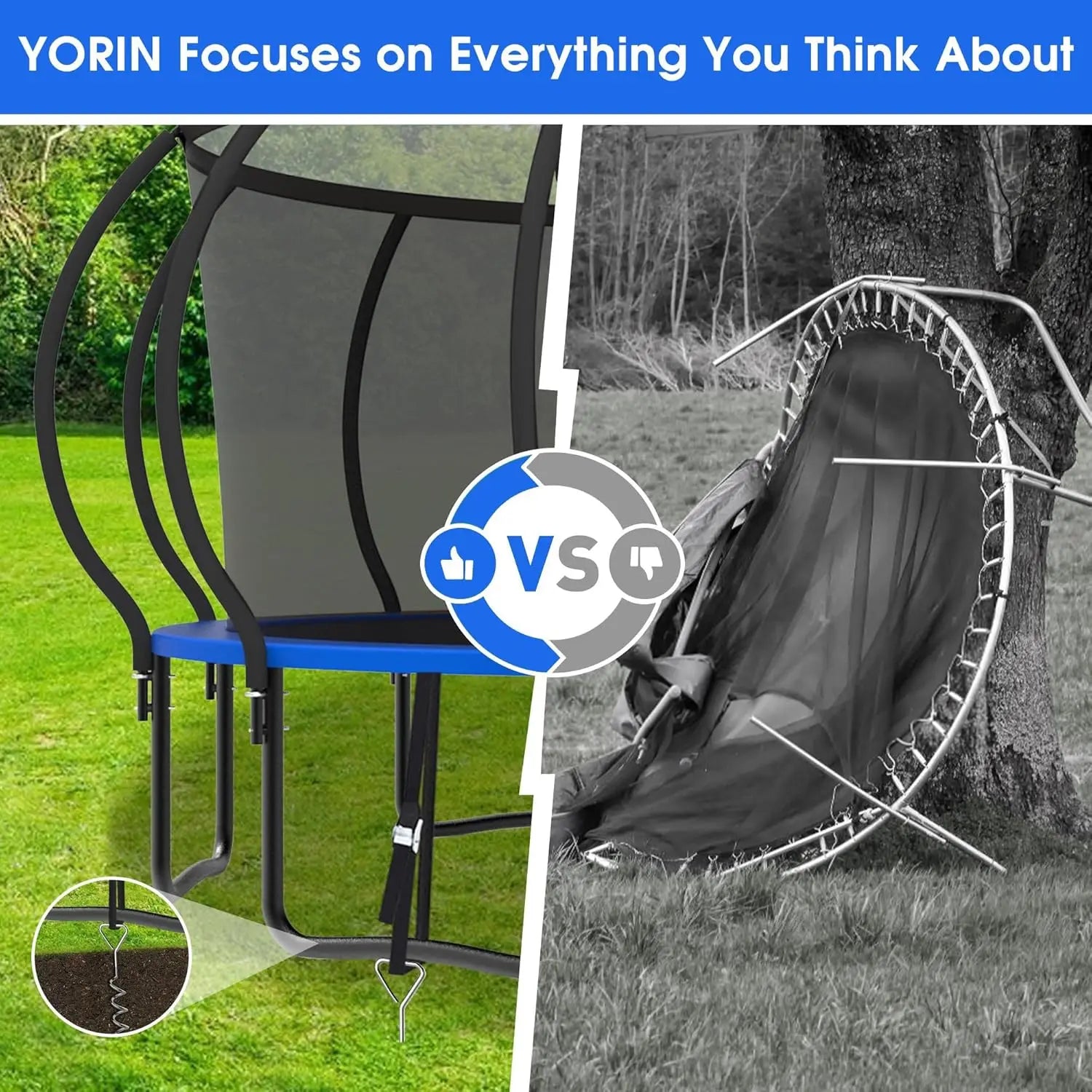 Outdoor Trampoline for Kids with Basketball