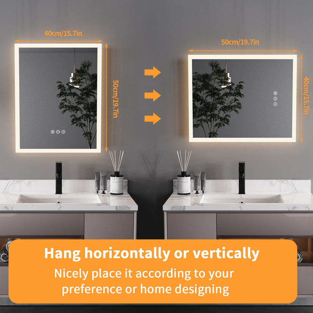 LED Mirror Wall Mount, Lights, Anti-fog  16x20 in