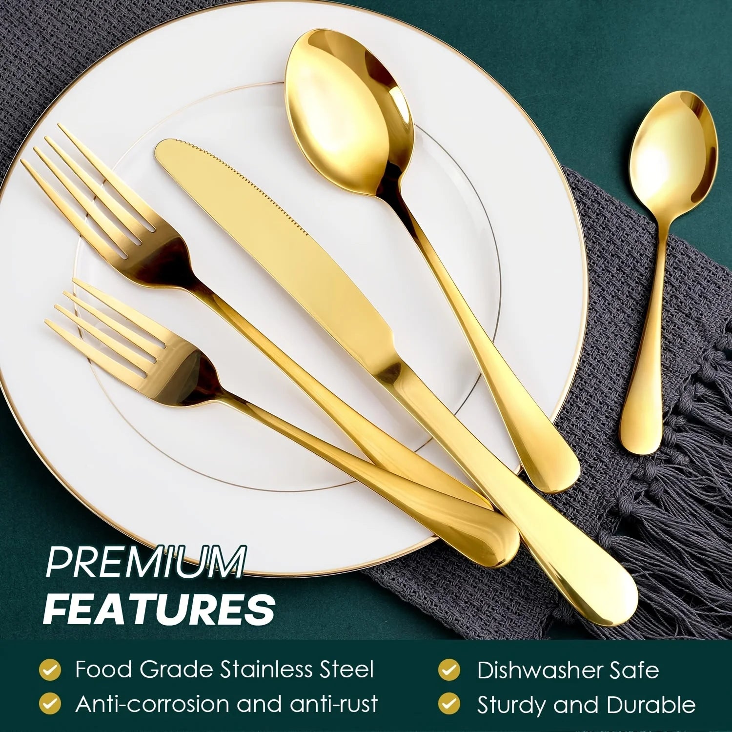 30pcs Gold Stainless Steel Silverware Set