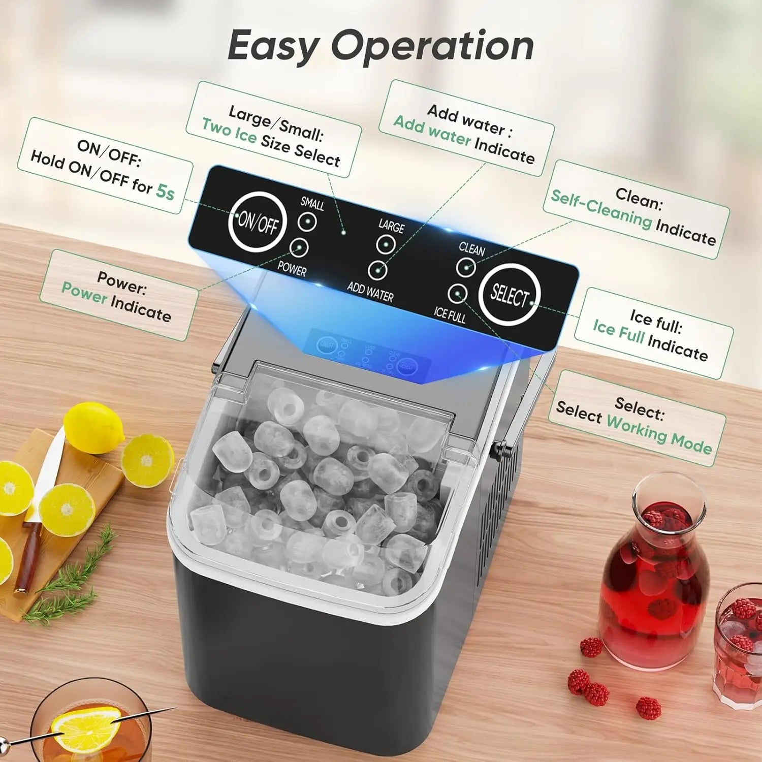 Portable Countertop Ice Maker, Self-Cleaning