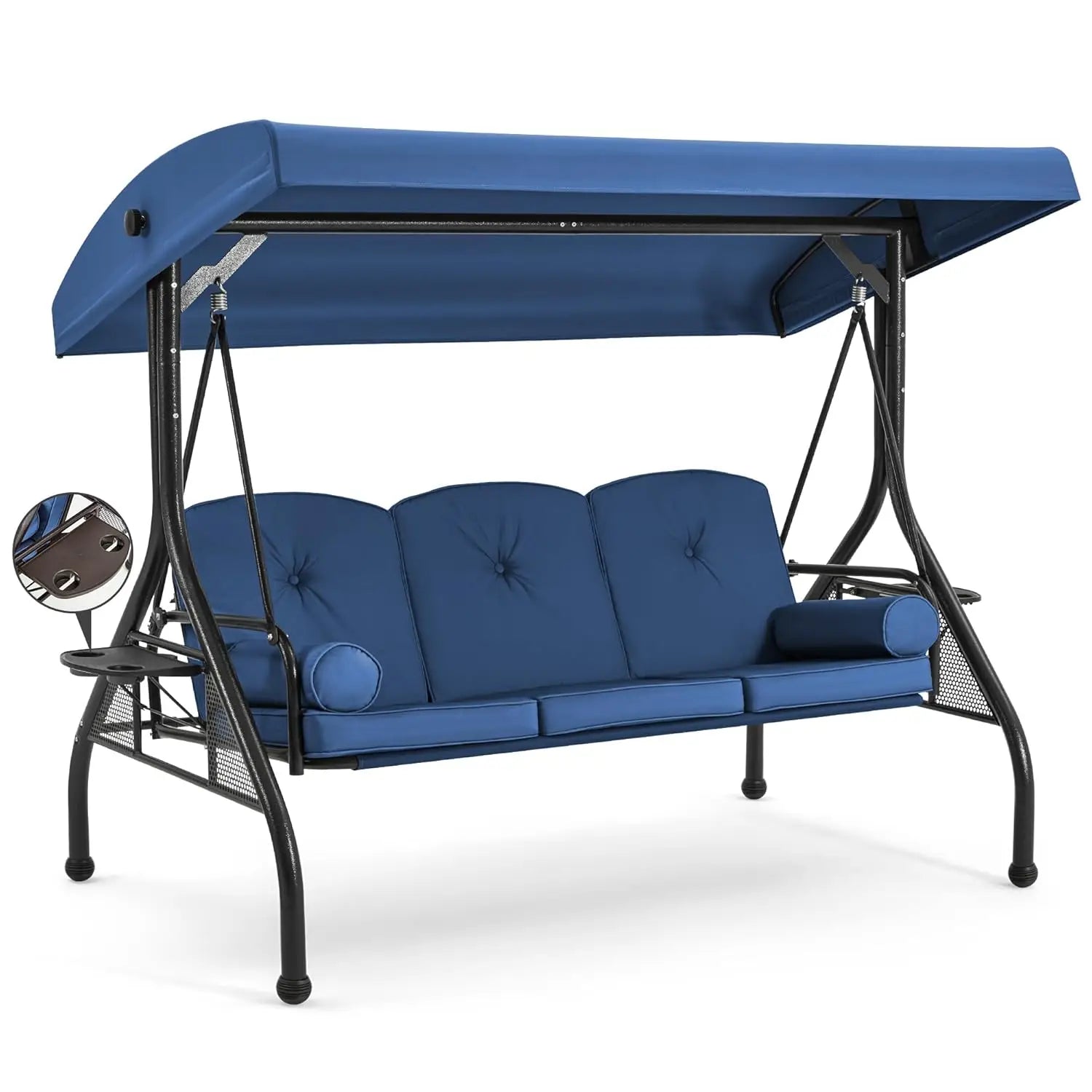 3 Seat Outdoor Porch Swing Bed with canopy