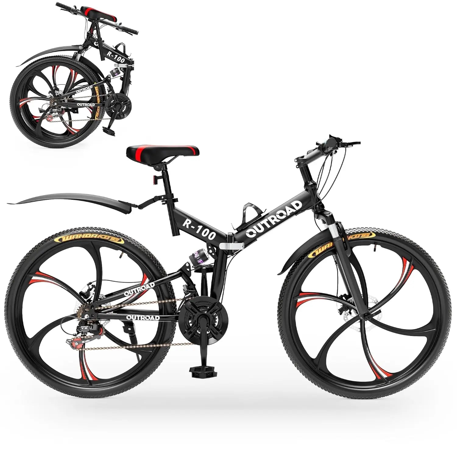 26" Folding Mountain Bike, 21 Speed