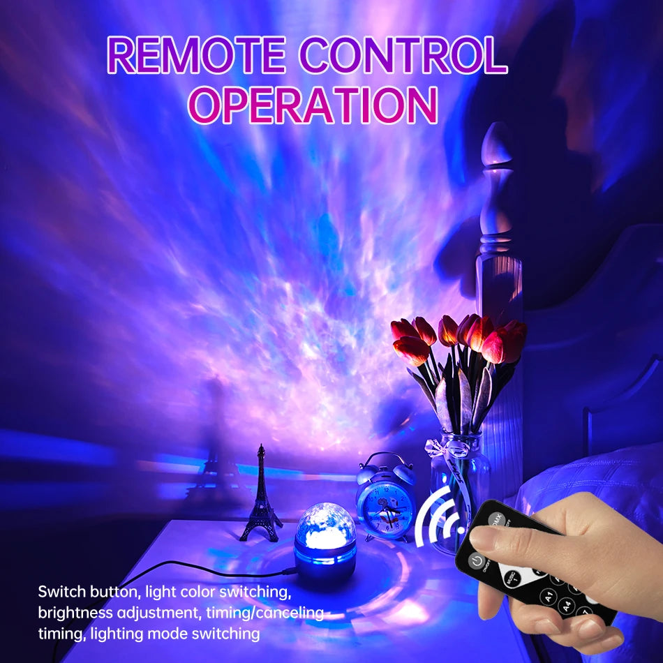 Projector LED Night Light Sound Activated, USB, Rechargeable Remote
