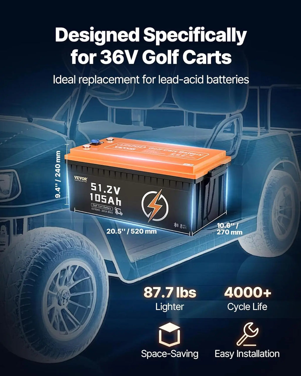 48V 105Ah Golf Cart Lithium Battery