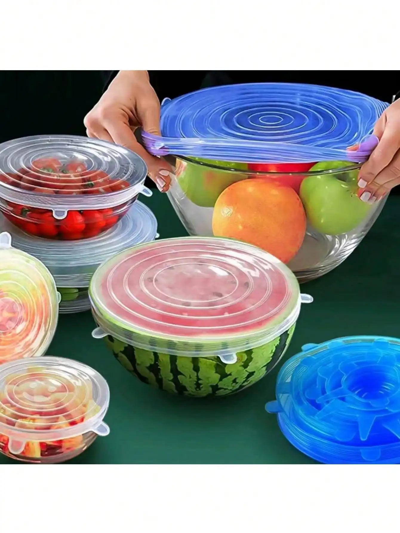Silicone Stretch Food Storage Bowl Lids, re-usable