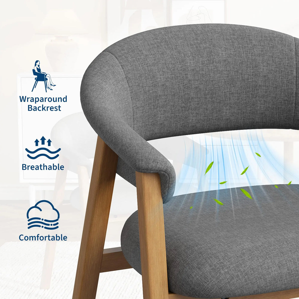 Upholstered Armchairs With Curved Back