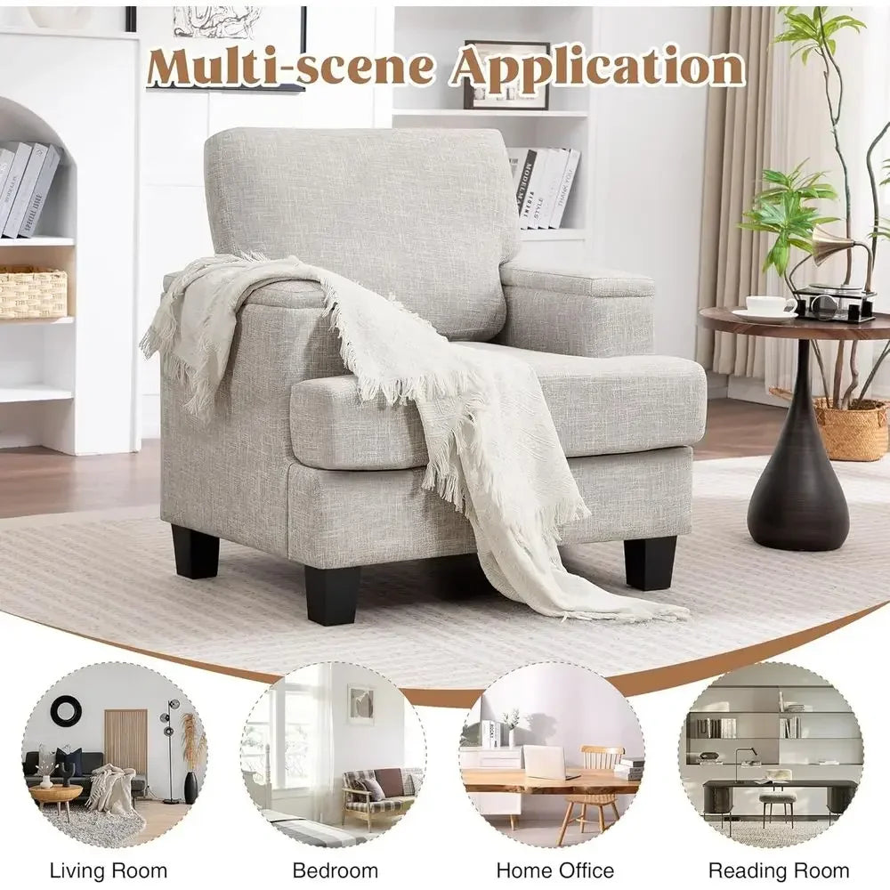 2-Piece Armrest Storage Accent Chairs