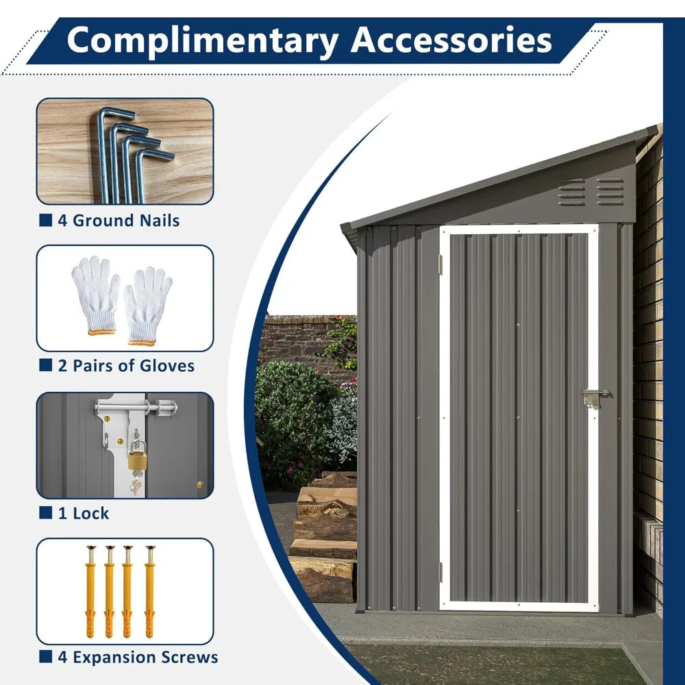 4x8ft Metal Lean-to Storage Shed