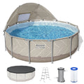 Steel 13ft Round Pool w/canopy, Pump & Ladder