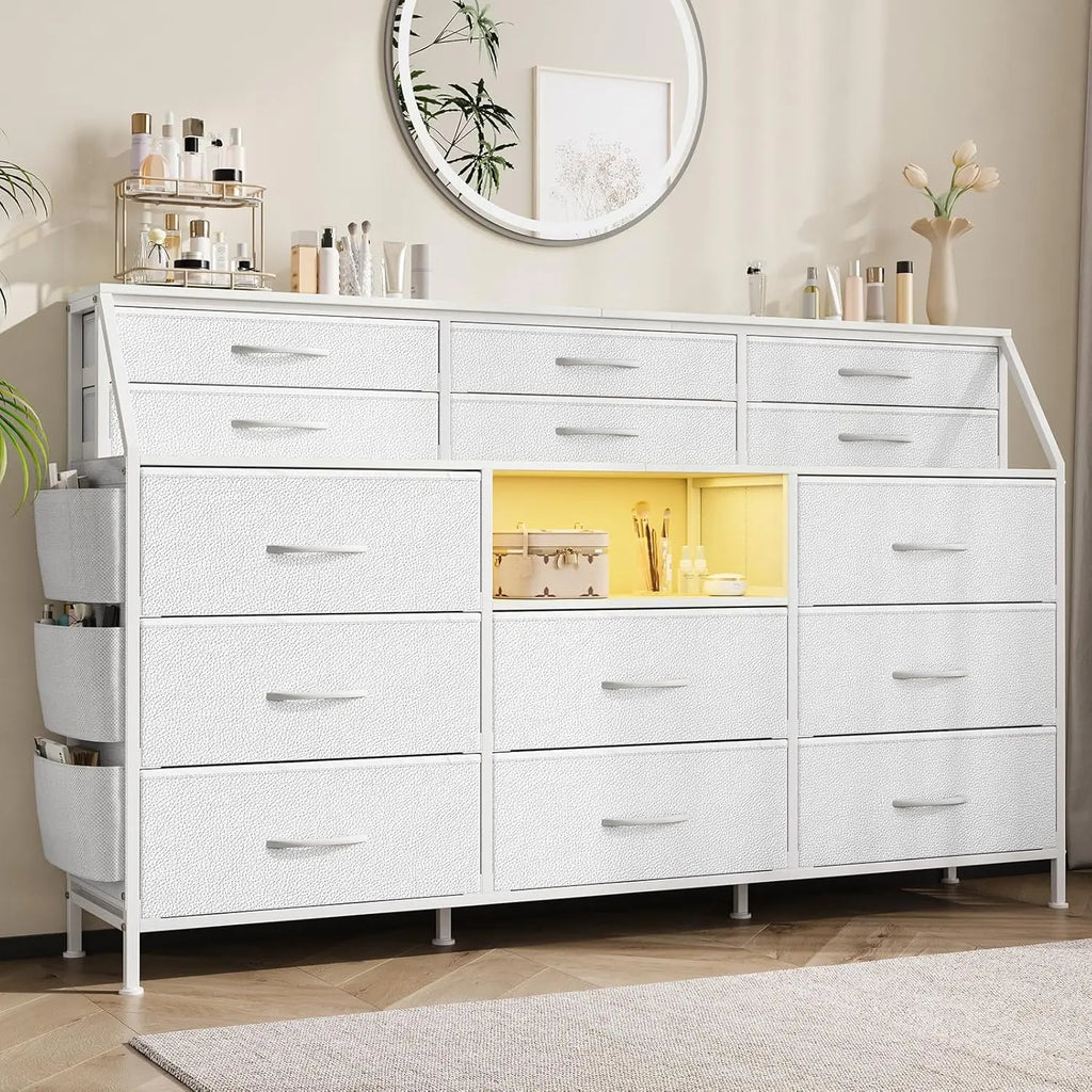 14 Fabric Chest of Drawers, Wooden Top