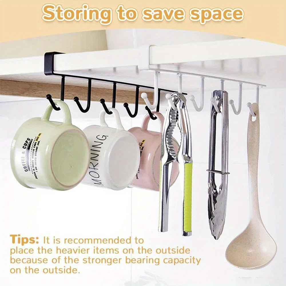 1pc Kitchen 6 Hooks Storage Rack