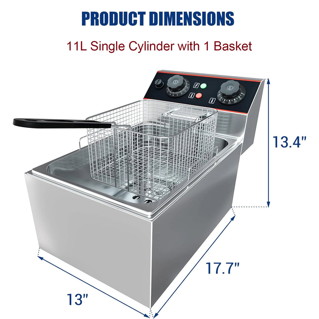 Stainless Steel Electric Deep Fryer with Baskets
