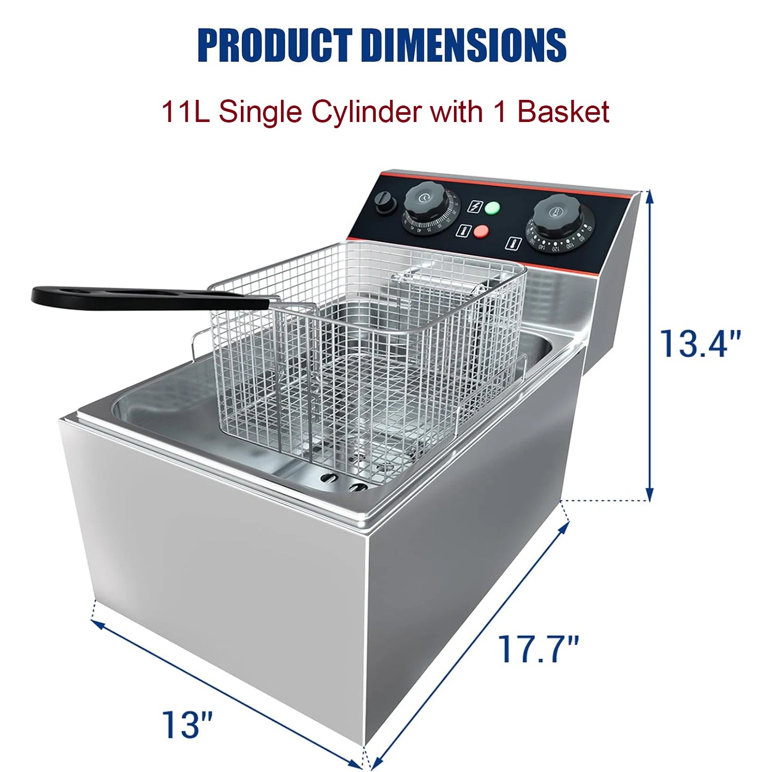 Stainless Steel Electric Deep Fryer with Baskets
