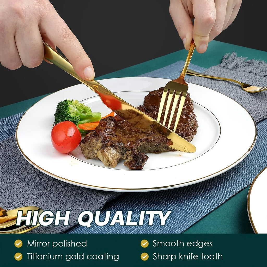 30pcs Gold Stainless Steel Silverware Set