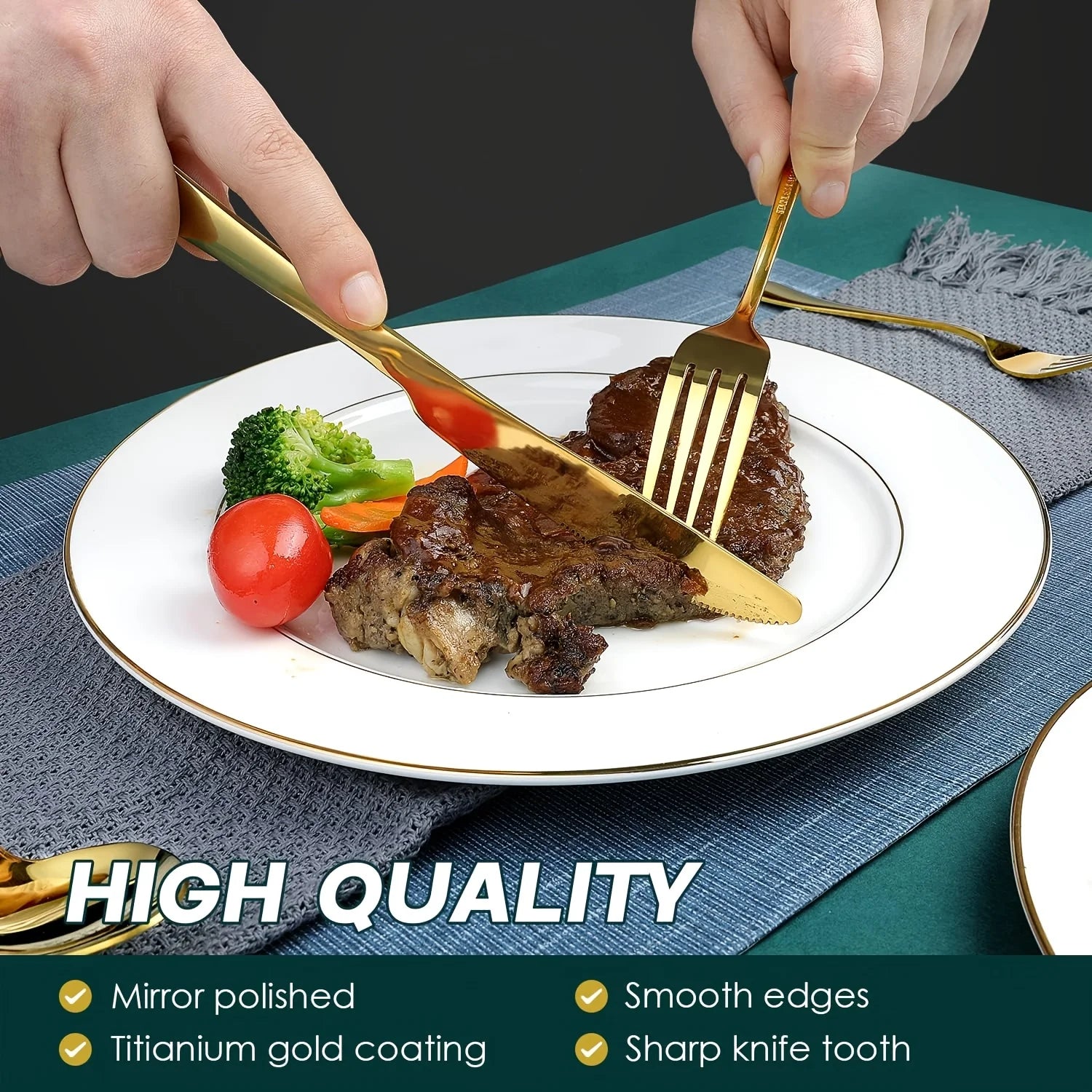 30pcs Gold Stainless Steel Silverware Set