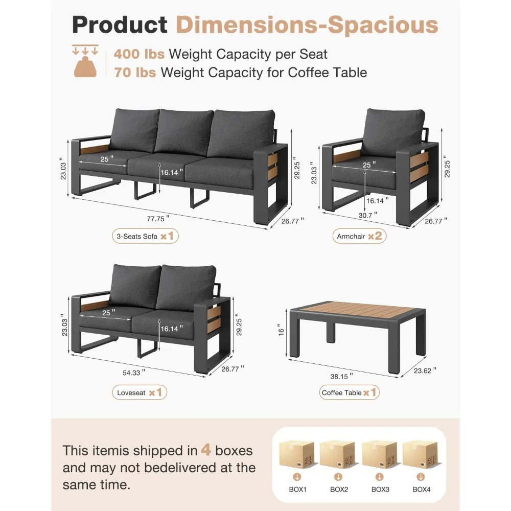 Aluminum 5 Piece Luxury Outdoor Sectional