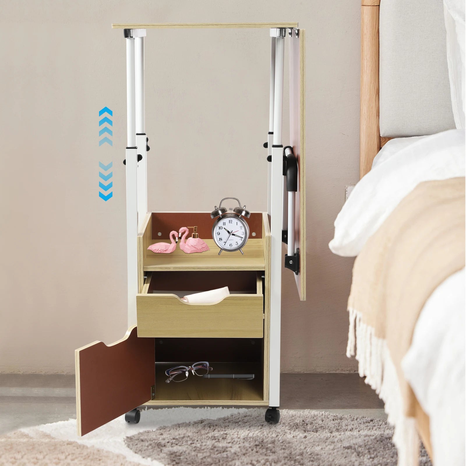 Foldable Laptop Desk with Wheels