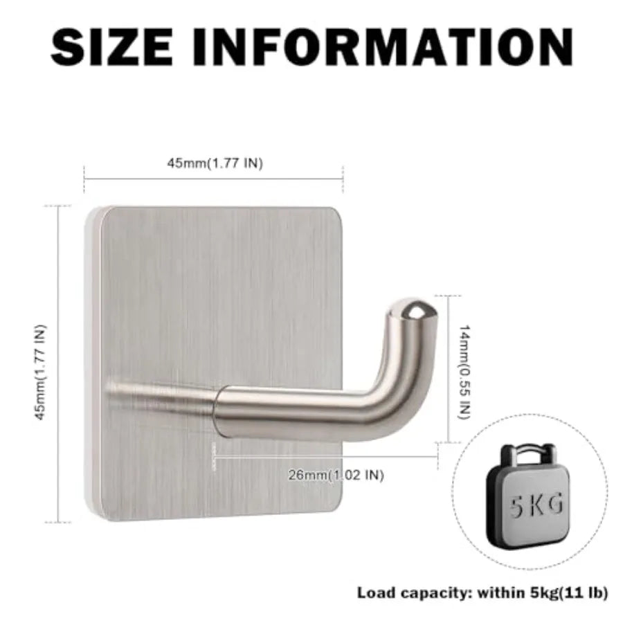 Stainless Steel Self Stick Wall Hooks, Waterproof