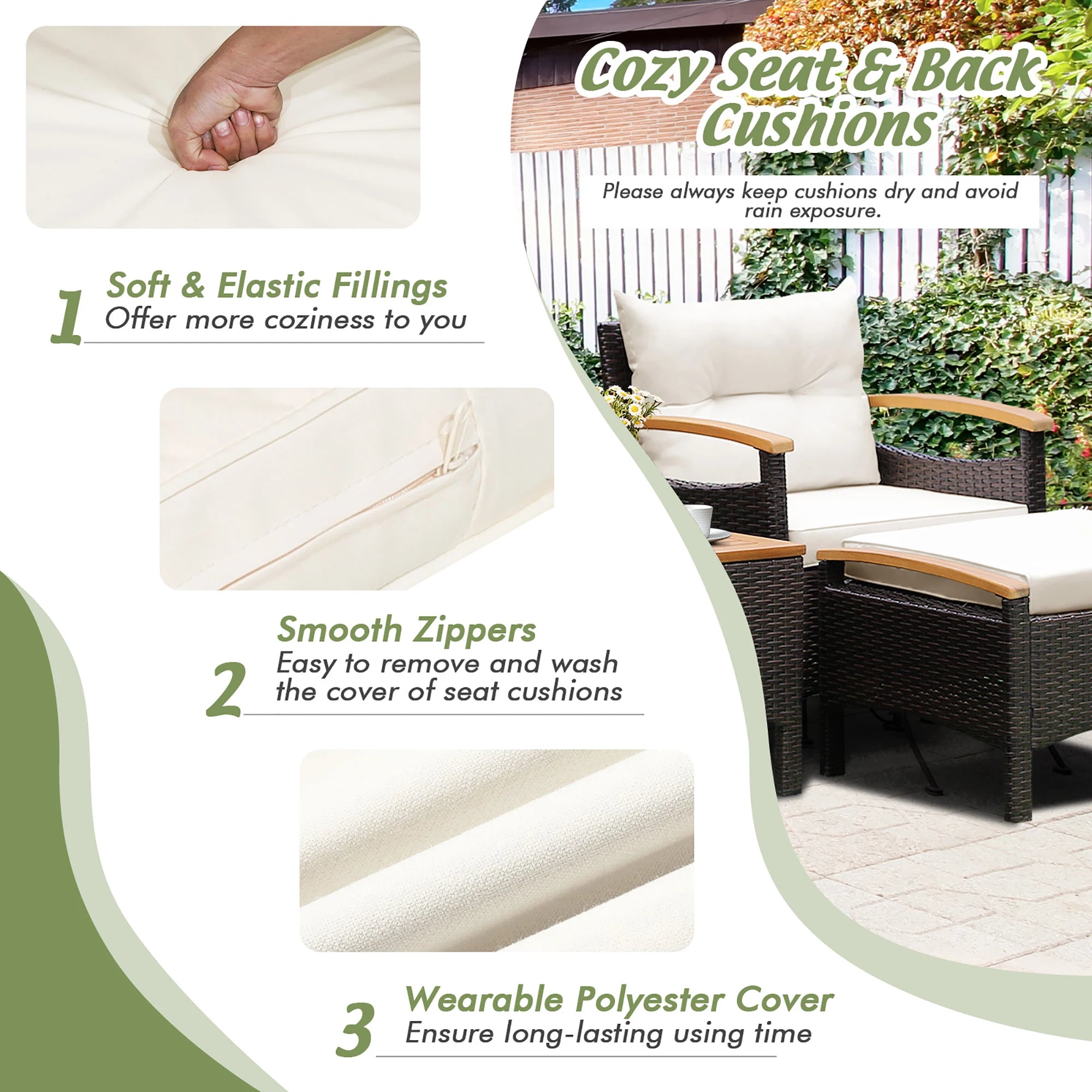 5PCS Patio Rattan Furniture Set