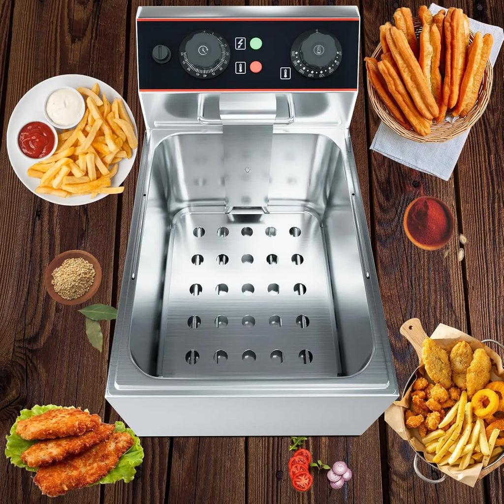 Stainless Steel Electric Deep Fryer with Baskets