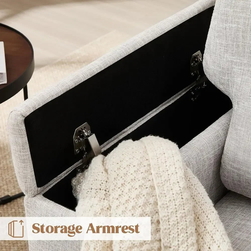 2-Piece Armrest Storage Accent Chairs