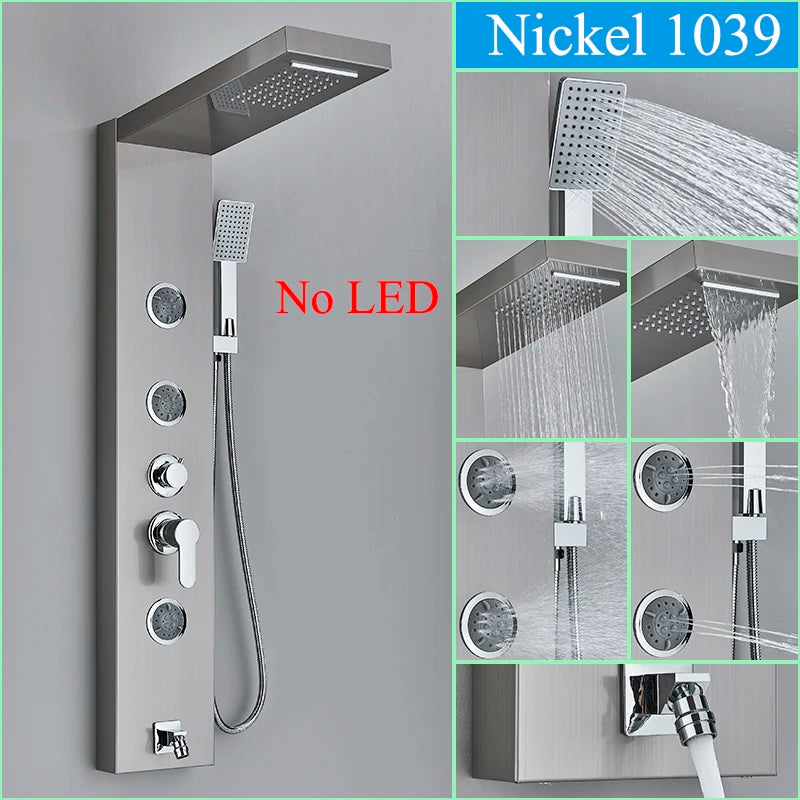 Black LED Shower Faucet Shower Panel & Column