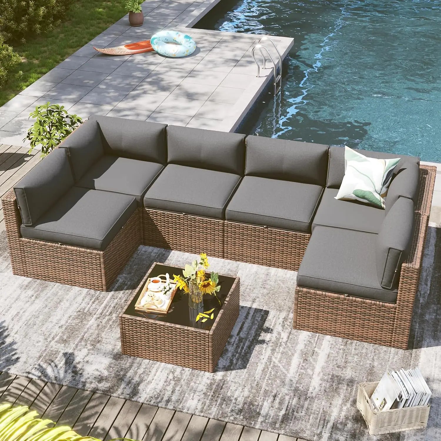 7 Piece Outdoor Furniture Set with Coffee Table