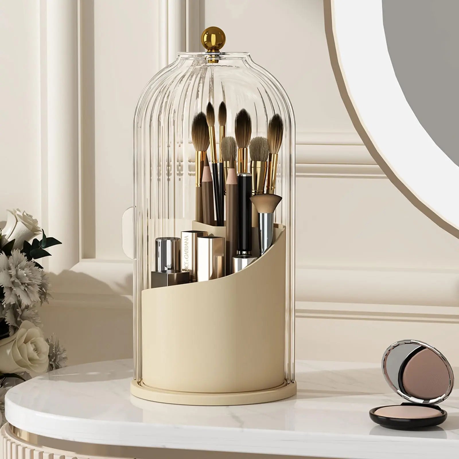 Rotating Makeup Brushes Organizer for Vanity/Desktop