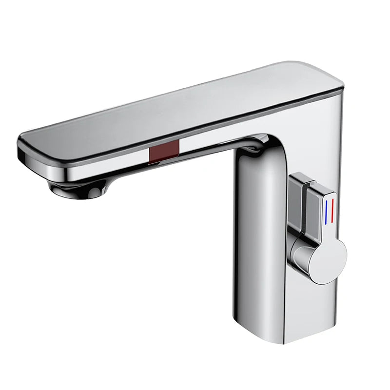 Luxury Silver Gray Smart LCD Bathroom Basin Faucet