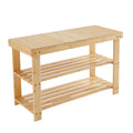3-Tier Bamboo Entryway Shoe Rack, Living Room Bench