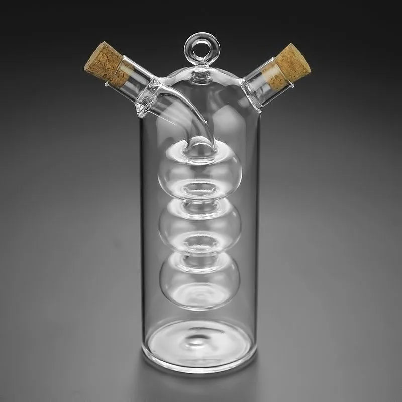 2-in-1 Double Layer Oil/Vinegar Glass Bottle
