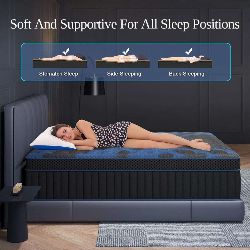 Memory Foam Pocket Spring Mattress in a box, Twin/Full/Queen/King